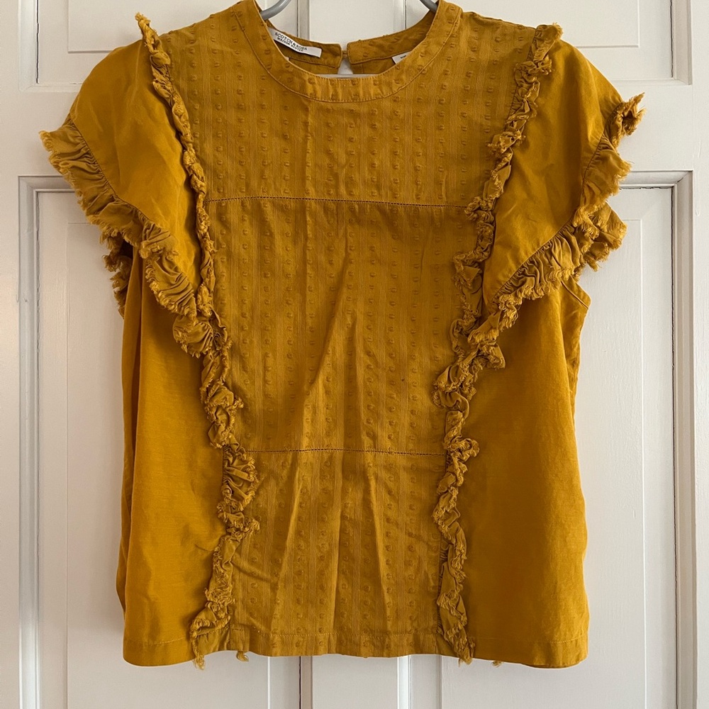 Scotch & Soda Mustard Ruffle Blouse